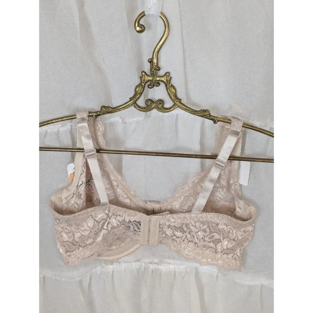 Rene Rofe Unpadded Underwire Stretch Lace Beige Bra 36D NWT - Picture 3 of 7